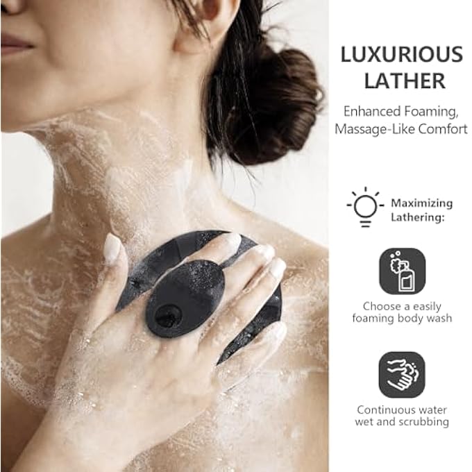 BEAUTAIL Silicone Body Scrubber, BEAUTAIL Gentle Exfoliating Shower Bath Brush 5th Gen for Sensitive Skin, Innovative Silicone Bristles Design for Lather Well, Ergonomic No-Slip Handle, 1 Pack (Black) - Image 3